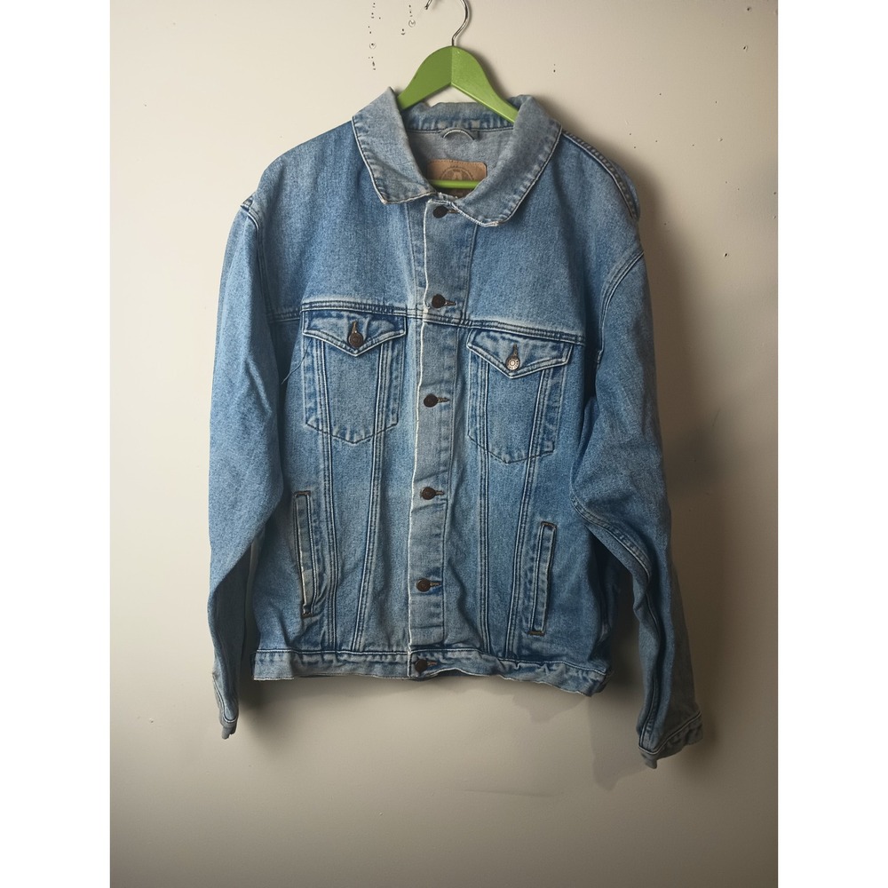 Vintage 90s Arizona Jean Co Denim Trucker Jacket Light Wash Large Tall Grunge
